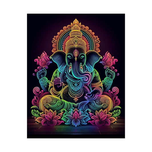 Vibrant Ganesh Satin Posters, Wall Art, Hindu Decor, Colorful Prints, Spiritual Home Decor