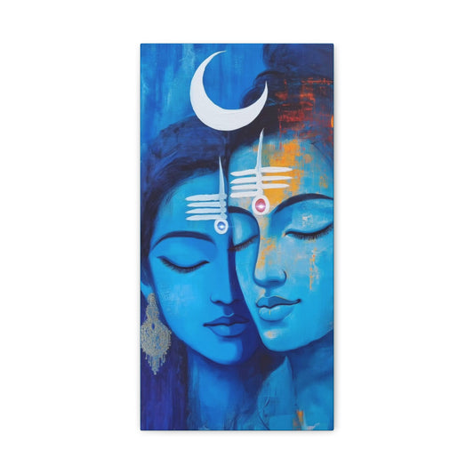 Serene Love Canvas Art Print, Sacred Decor, Spiritual Wall Art, Meditation Space Design, Blue Couple Painting