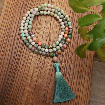 🌿 THE EARTH HEALER: Indian Agate 108 Mala