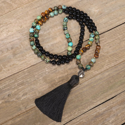 🧘🏽 Zen Harmony: 108-Bead Natural Stone Necklace & Bracelet Set