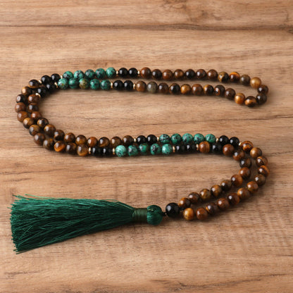 🐅 THE GUARDIAN: Tiger's Eye & Turquoise Protection Mala
