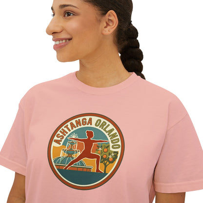 Boxy Tee — Retro 'Kinsta Orlando' Surf & Skate Badge