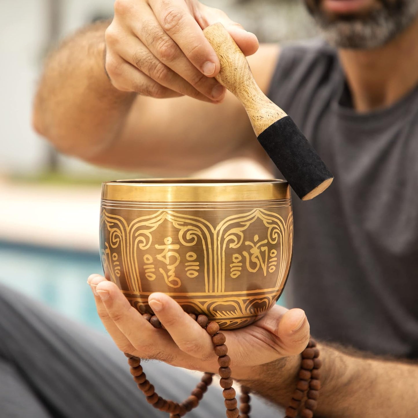 Meditative Deep Singing Bowl with Mallet and Cushion - Tibetan Sound Bowls for Energy Healing, Mindfulness, Grounding, Zen, Meditation - Exquisite, Unique Home Decor and Gift Sets, 1693