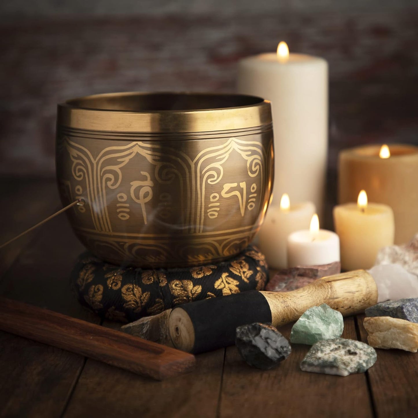 Meditative Deep Singing Bowl with Mallet and Cushion - Tibetan Sound Bowls for Energy Healing, Mindfulness, Grounding, Zen, Meditation - Exquisite, Unique Home Decor and Gift Sets, 1693