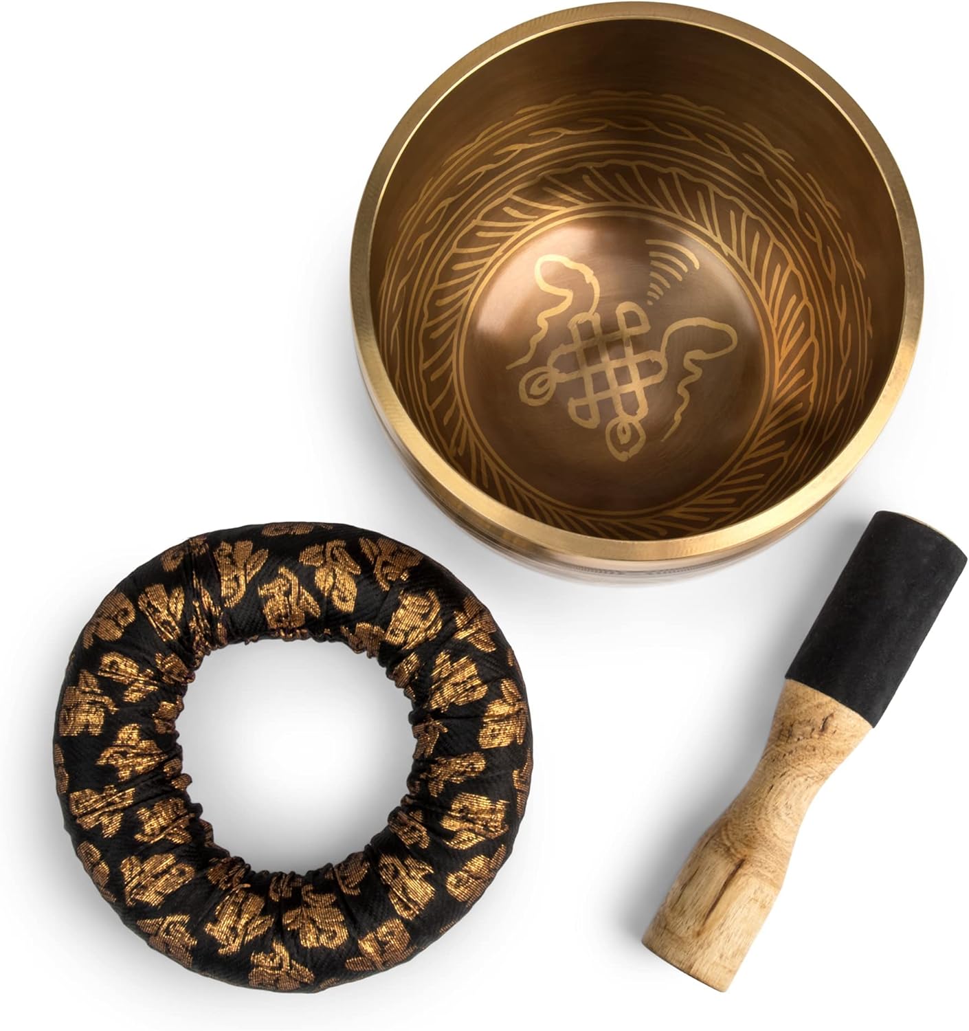 Meditative Deep Singing Bowl with Mallet and Cushion - Tibetan Sound Bowls for Energy Healing, Mindfulness, Grounding, Zen, Meditation - Exquisite, Unique Home Decor and Gift Sets, 1693