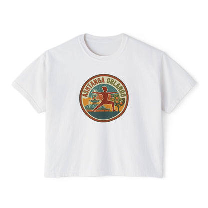 Boxy Tee — Retro 'Kinsta Orlando' Surf & Skate Badge