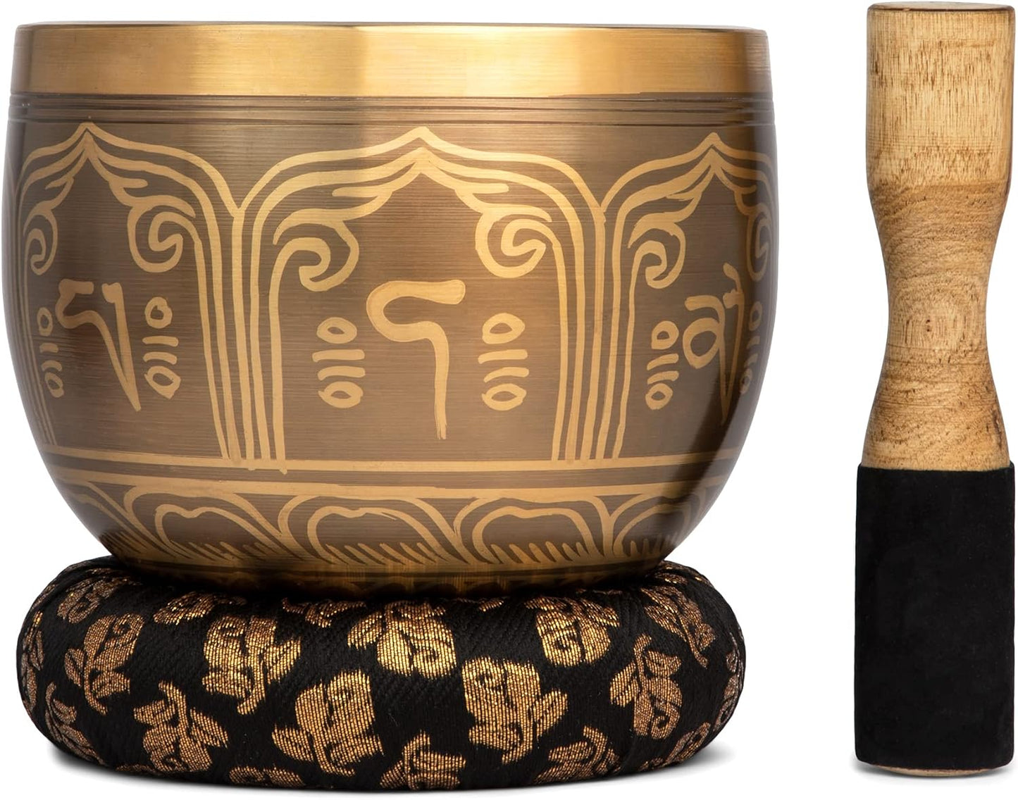 Meditative Deep Singing Bowl with Mallet and Cushion - Tibetan Sound Bowls for Energy Healing, Mindfulness, Grounding, Zen, Meditation - Exquisite, Unique Home Decor and Gift Sets, 1693
