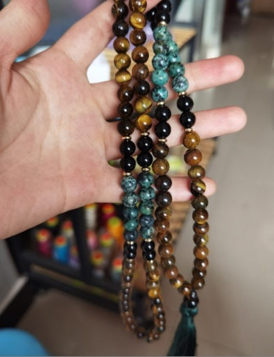 🐅 THE GUARDIAN: Tiger's Eye & Turquoise Protection Mala