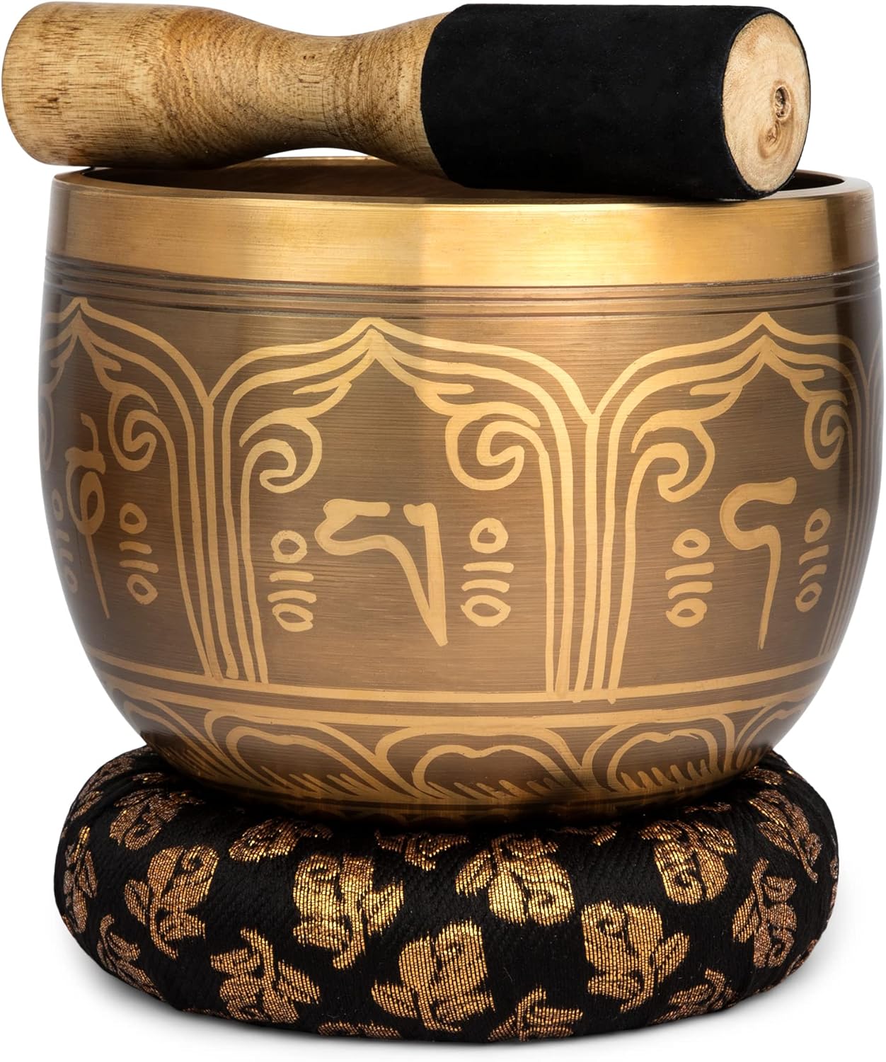 Meditative Deep Singing Bowl with Mallet and Cushion - Tibetan Sound Bowls for Energy Healing, Mindfulness, Grounding, Zen, Meditation - Exquisite, Unique Home Decor and Gift Sets, 1693