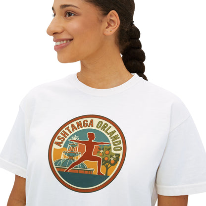 Boxy Tee — Retro 'Kinsta Orlando' Surf & Skate Badge