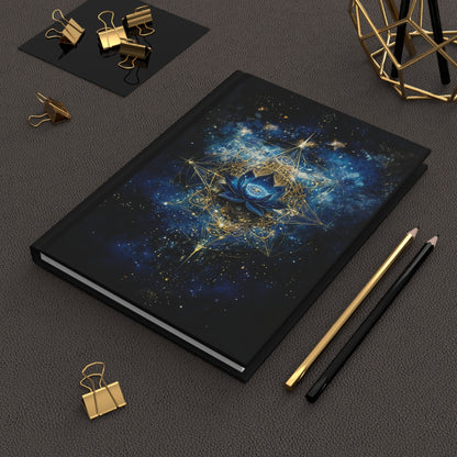 Blue Lotus Mandala Hardcover Journal | Sacred Prosperity Geometry Notebook