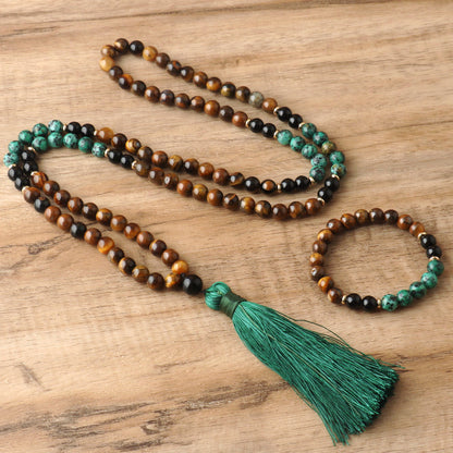 🐅 THE GUARDIAN: Tiger's Eye & Turquoise Protection Mala