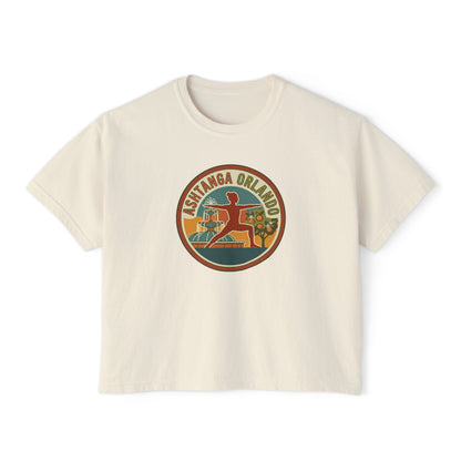 Boxy Tee — Retro 'Kinsta Orlando' Surf & Skate Badge