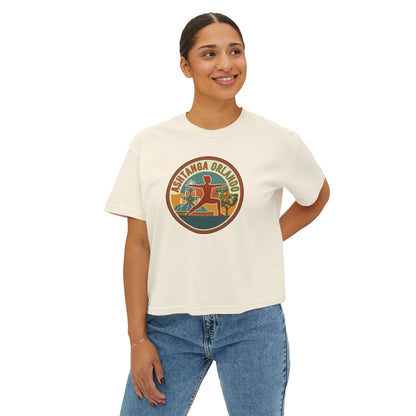 Boxy Tee — Retro 'Kinsta Orlando' Surf & Skate Badge