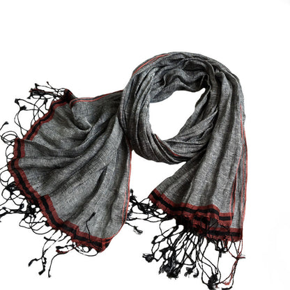 Pure Linen Hemp Gray Men's And Women's All-match Oversized Scarf