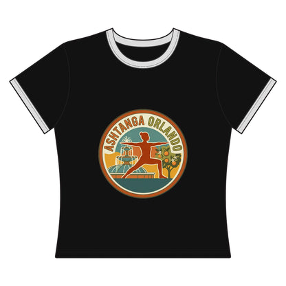 Ashtanga Orlando Women's Ringer Tee — Retro Yoga Studio Shirt