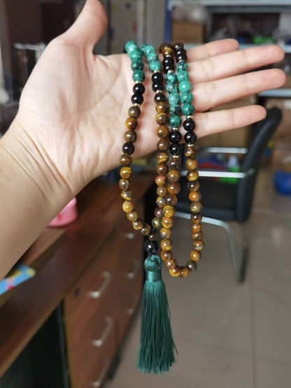 🐅 THE GUARDIAN: Tiger's Eye & Turquoise Protection Mala