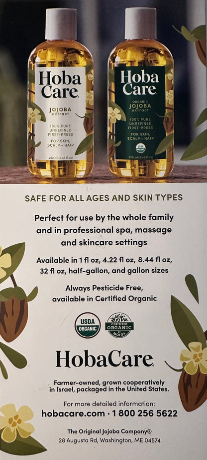 HobaCare® 100% Pure Unrefined Organic Jojoba Oil