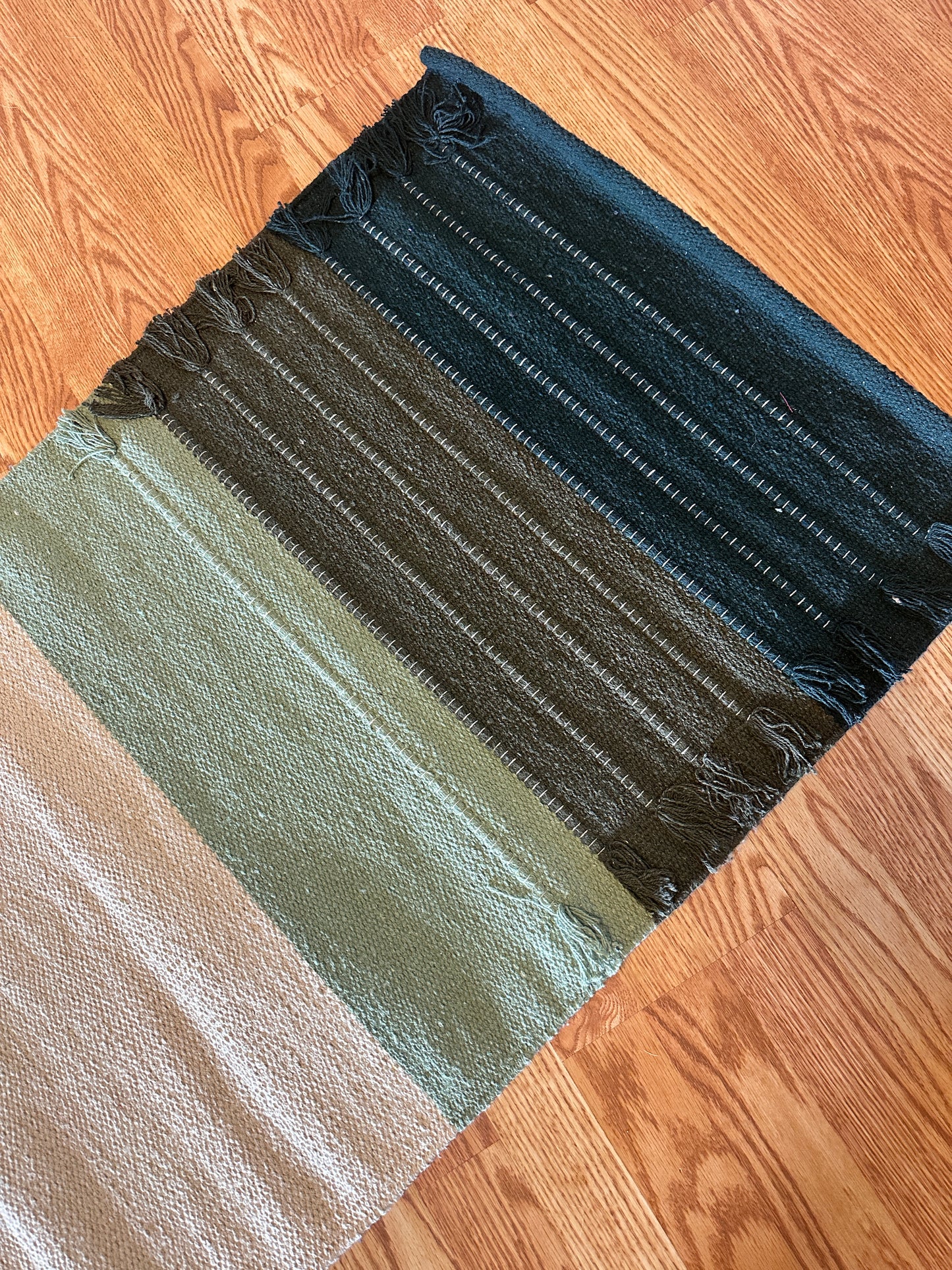 Hand-Loomed Organic Cotton Yoga Rug — Natural Botanical Dye Collection