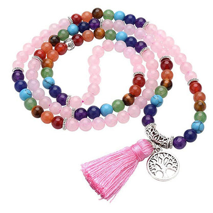 🌈108-Bead Natural Stone Mala Necklace Collection (6mm)