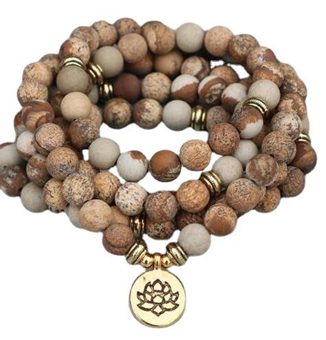 Men/Women's Natural Stone 108 Lotus Pendant Necklace