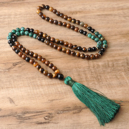 🐅 THE GUARDIAN: Tiger's Eye & Turquoise Protection Mala