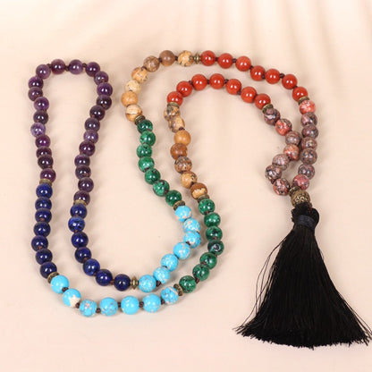 🌈108-Bead Natural Stone Mala Necklace Collection (6mm)