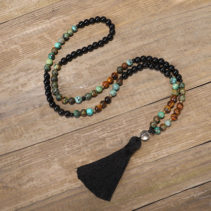 🧘🏽 Zen Harmony: 108-Bead Natural Stone Necklace & Bracelet Set