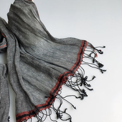 Pure Linen Hemp Gray Men's And Women's All-match Oversized Scarf