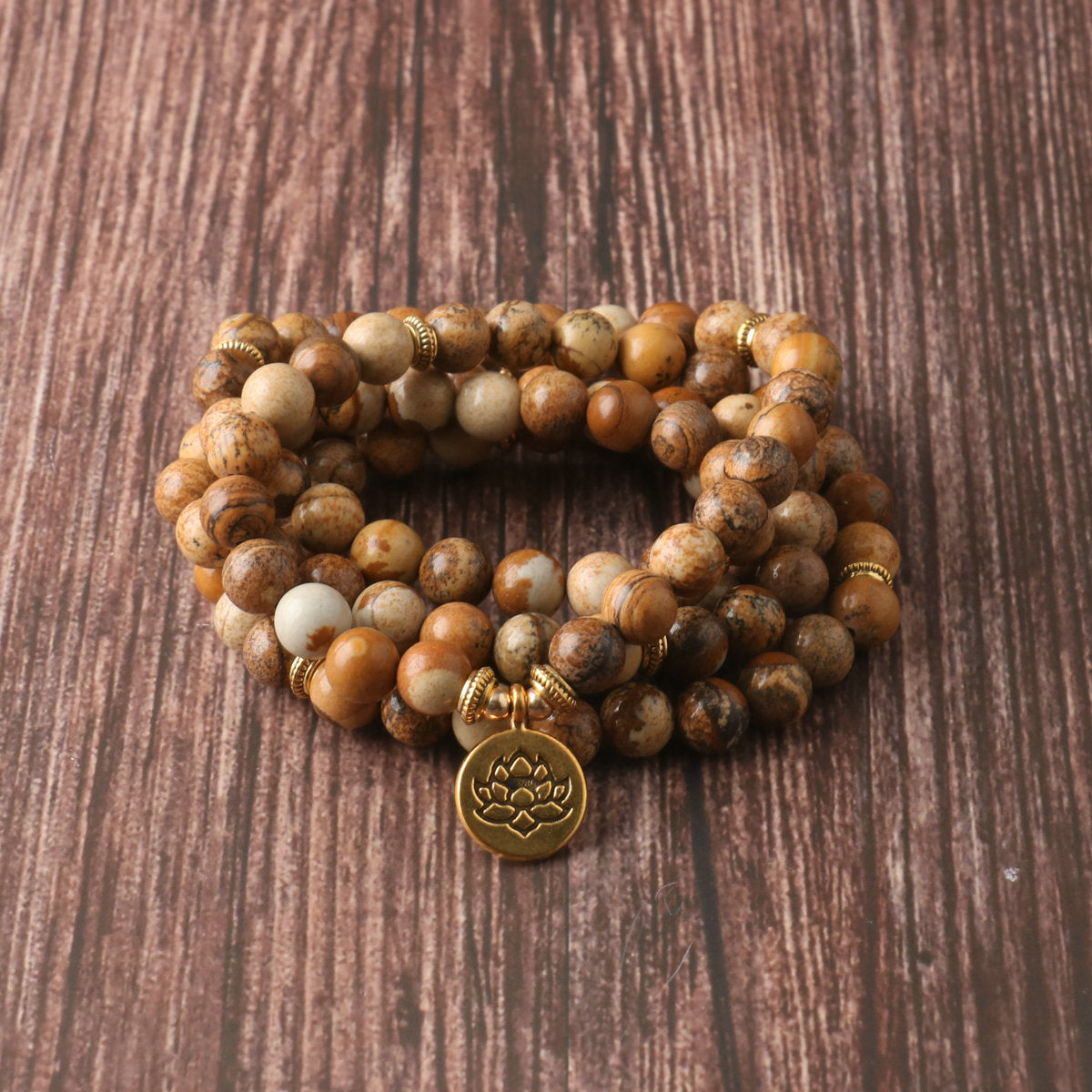 Men/Women's Natural Stone 108 Lotus Pendant Necklace