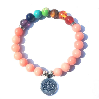 7 Chakra Alignment & Rose Agate Energy Bracelet (8mm)