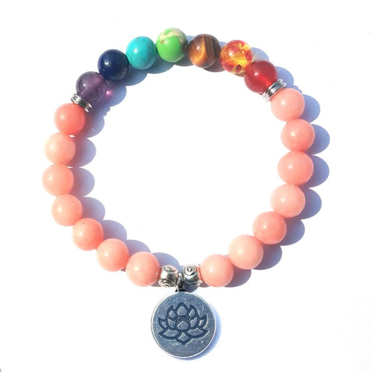 7 Chakra Alignment & Rose Agate Energy Bracelet (8mm)