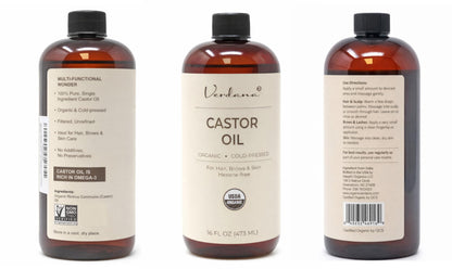 Verdana Organic Cold-Pressed Castor Oil (16 oz)